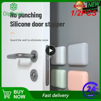 1/2PCS Сгъстяване ням стикери Силиконова защитна подложка Creative Doorknob Stopper Начало Продукти Самозалепваща се стена Мат врата