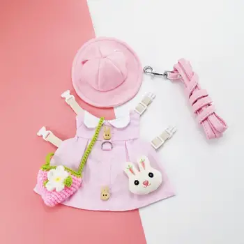 1 Комплект привличащи погледа заек костюм прекрасен сладък розов плат карикатура модел регулируема рокля зайче с каишка за ежедневно