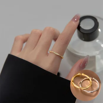 100% 925 стерлинги сребро циркон геометрични отворен пръстен за жени момиче мода кръг обрат дизайн бижута парти подарък дропшипинг