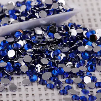 1000 бр. 2мм - 6мм Смесен размер тъмно синьо 14 фасети смола кръгла кристал искрящи кристали нокти изкуство декорация DIY N11