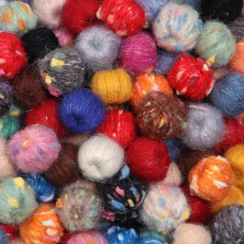 10pcs Цветни мохер прежда топка мъниста Плетене на една кука Плетене на вълнени мъниста за бижута Декорации Занаяти Направи си сам ръчно изработен творчески аксесоар
