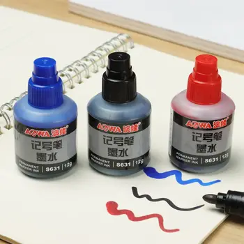 12ml водоустойчив незабавно суха графити боя писалка масло мастило пълнител за маркери писалки черно червено и синьо по избор