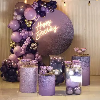 139PCS лилав балон венец арка комплект хром злато балон декорации за момиче рожден ден булчински бебе душ парти доставки