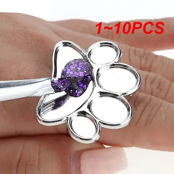 1~10PCS Метални мини нокти изкуство цветова палитра кръгла / отпечатък дизайн пръст мастило пръстен смесване UV гел живопис тава маникюр инструменти