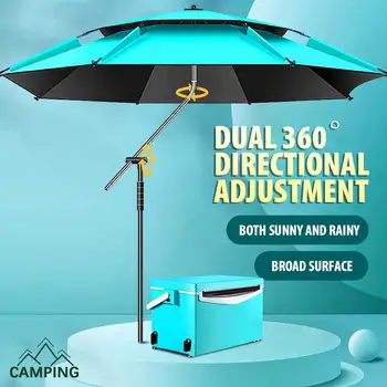 2.0m-2.6m Неръждаема стомана база риболовен чадър сгъваем плаж сенник удебелен универсален градински чадър ветроупорен на открито