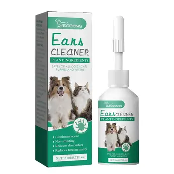 20ml Универсален препарат за почистване на уши за кучета за домашни любимци Измиване на ушите за уши Контролни дрожди акари премахва ушни акари Научна формула Консумативи за домашни любимци