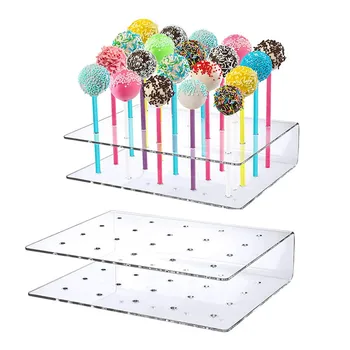 2PCS 20 дупки близалка щандове бонбони дисплей стойка притежателя DIY прозрачен близалка торта притежателя сватбено тържество