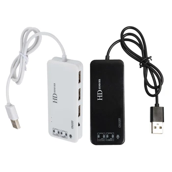 2Pcs 3 порт USB 2.0 хъб външен 7.1Ch звукова карта слушалки микрофон адаптер за компютър - бял & черен