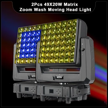 2Pcs/lot 49X20W RGBW LED Matrix Zoom Wall Wash Moving Head Light DMX512 DJ Disco Party Club Show Професионална лампа със сценичен ефект