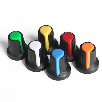 30PCS WH148 AG2 потенциометър копче капачка 15 * 17MM пластмасови копчета комплект синьо/зелено/оранжево/бяло/червено/жълто 6color * 5PCS