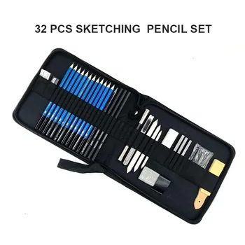 32 бр. Професионални скициращи моливи за рисуване комплект комплект дървени въглища молив за художествени консумативи ученици