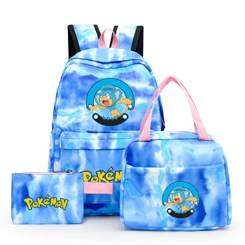 3Pcs/комплект Аниме Pokemon Pikachu платно обратно в училище раница за момиче обяд чанта молив кутия студент раница Mochila раница