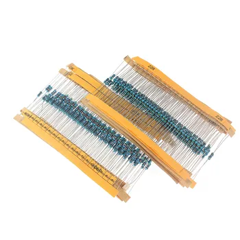  400pcs / партида 10R ~ 1M ома 20 вида метален филм резистор комплект пакет 1 / 4W 0.25W цвят пръстен съпротива набор от резистори 1% 10 ома резистор