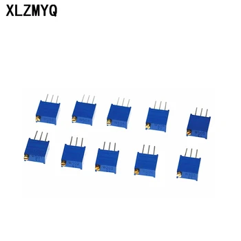 50Pcs/box 3296W многооборотен тример потенциометър комплект високо прецизен променлив резистор комплект 500R 1K 5K 10K 50K 100K потенциометри