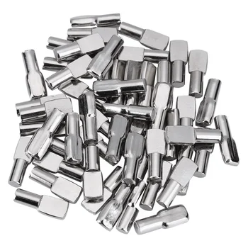 5Mm шкаф рафт подкрепа колчета лъжица форма метални рафт щифтове за рафтове, 100Pcs сребърен цвят