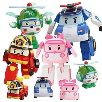 6Stks/set 2023 Корея Speelgoed Полис Robocars Transformatie робот Поли Рой Амбър аниме действие фигура карикатура играчка кола дете