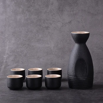 7Pcs Реколта керамични саке саке чаши комплект японски стил хип колби дома кухня офис Flagon ликьор чаша съдове за пиене творчески подаръци