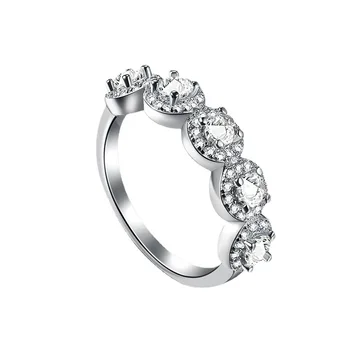 925 Сребърен пръстен Дамски европейски и американски стил годежен и сватбен пръстен циркон симулиран диамантен пръстен