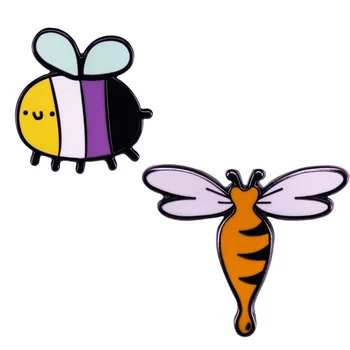 A2433 Creative Cartoon Cute Rainbow LGBT Bee Metal Brooch Fashion Simple Insect Badge Bag Lapel Pin Accessories Бижута Подарък