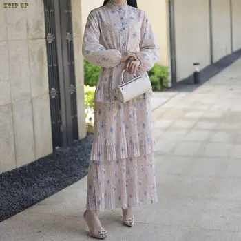 Abaya отпечатани мюсюлмански жени арабски печат рокля ислямско облекло мода африкански рокли Турция роба Femme Eid Рамадан дрехи