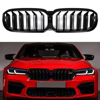 ABS Gloss Black Double Slat Front Bumper Grill Mesh Grille за BMW Серия 5 G30 LCI 520d 530i 540i 2020+