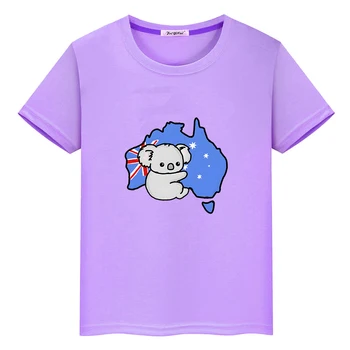 Australia Animal Koala Cartoon T-shirt 100% памук висококачествена лятна тениска Cute Casual Short Sleeve Boys/Girls Tshirt Soft