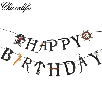 Chicinlife 1set Pirate Happy Birthday Banners Garland Baby Shower Kids Party Birthday For Kids Adults Banner Decoration