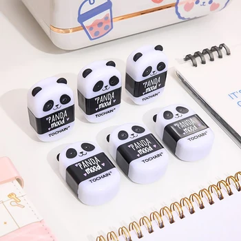 Cute Panda Design Eraser with Pencil Sharpener Многофункционален канцеларски комплект Ученици Детски подарък Kawaii училище офис доставка 1PC