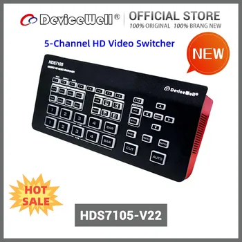 DeviceWell HDS7105 2022 версия ъпгрейд видео превключвател 5-CH видео превключвател 4 * HDMI-съвместим + 1 * DP превключвател за видео поток