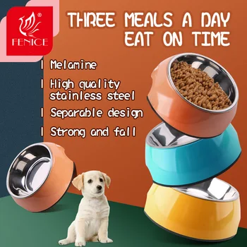 Fenice Pet Bowls Храна за кучета Хранилка за вода Неръждаема стомана за пиене на домашни любимци Feeder Cat Puppy Хранене Консумативи Малки аксесоари за кучета