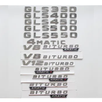 Flat Chrome Trunk Letters Значки Емблеми за Mercedes Benz GLS350 GLS400 GLS450 GLS500 GLS550 V8 BITURBO 4MATIC AMG