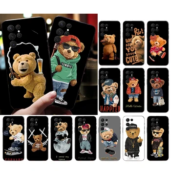 Funny Fashion карикатура спорт Bear телефон случай за Samsung A52S A21S A33 A23 A13 A14 A32 A52 A53 A54 A51 A71 M51