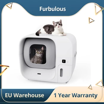 Furbulous Автоматична котешка тоалетна с контрол на приложението, 48W, 60L Голям сейф за множество котки с дезодорант за отстраняване на миризми