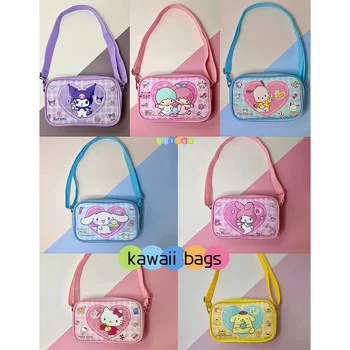 Hello Kitty Kuromi Pachacco Pompompurin Cinnamoroll Shoulder Bags Messenger Kawaii Cartoon All Match Малка квадратна чанта за момичета