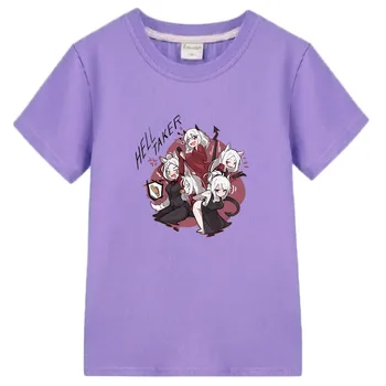 Helltaker манга аниме тениска случайни мек къс ръкав тениска 100% памук тениска мода Pouplar сладък комикс момчета / момиче тениски