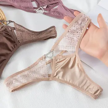 Hollow Soft Seamless For Women Love Heart Underpants Underwear Temptation Women Thong Female Lingerie Lace Panties Briefs