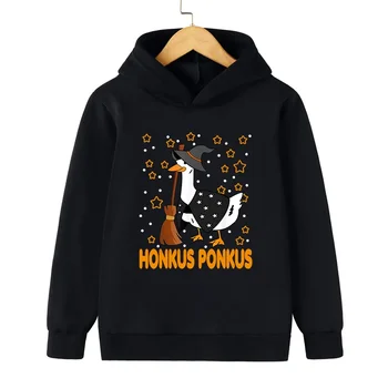 Honkus Ponkus Print Детски дрехи Момичета Вещици Патица Пуловер Смешни Хелоуин Суитчъри Карикатура Марка Момчета Хелоуин Hoodie