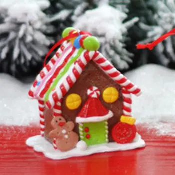 HOT Нови Gingerbread къща орнаменти Коледа бонбони къща орнамент висящи аксесоар десктоп украшение Gingerbread къща висулка