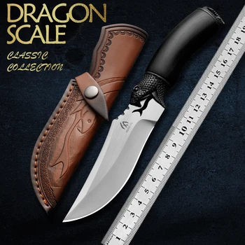 HUANGFU Висококачествен 7cr13mov стомана открит нож фиксирано острие нож за оцеляване в пустинята мъжки подарък спасителен нож ловен нож