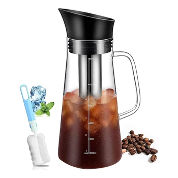 Iced кафе машина студена варя чай стомна трайни стъкло и херметически капак кафе кана 1.2L