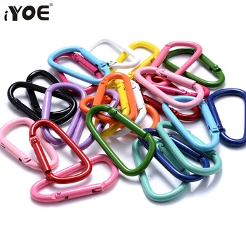 iYOE 5pcs/Lot 45x24mm Mix D Carabiner Hook Colorful Alloy Keychain Clip Hooks For Making Jewelry Key Ring Connector DIY Findings