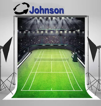 JOHNSON тенис корт Стадион Трева Зрители Прожектори Спортна тема Светли фонове Компютърен печат Парти фон