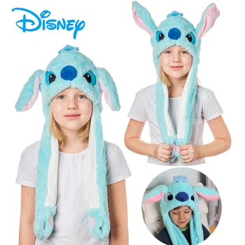 Kawaii Disney Stitch Glowing Plush Ear Moving Jumping Rabbit Hat Funny Glowing Ear Moving Bunny Hat Cosplay Christmas Party Hat