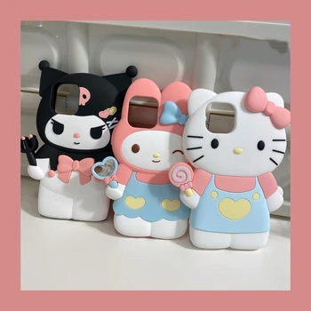 Kawaii Sanrio Hello Kitty Kuromi Моят мелодичен калъф за телефон за Iphone 15 14 13 12 11 Pro аниме 3D мека защитна силиконова обвивка момиче