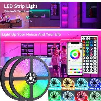 Led лентови светлини Bluetooth приложение Синхронизиране на музика Промяна на цвета RGB SMD5050 Led светлини за спалня стая декорация на дома парти фестивал