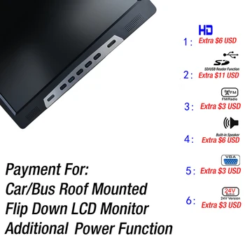 LEEWA Допълнителна функция USB / SB (MP5) FM високоговорител VGA HD вграден 24V за Flip Dowm монитор Монтиран на покрива монитор #CA1945