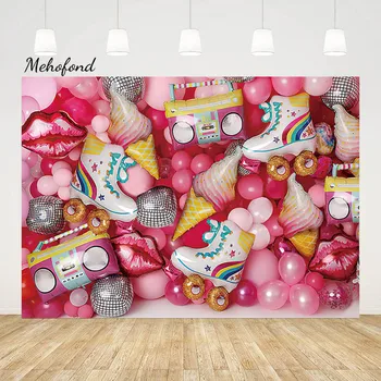 Mehofond Let's Roll Skate Photography Backdrop Roller Skating Child Balloon Birthday Party Recorder Ice Cream Background Photo