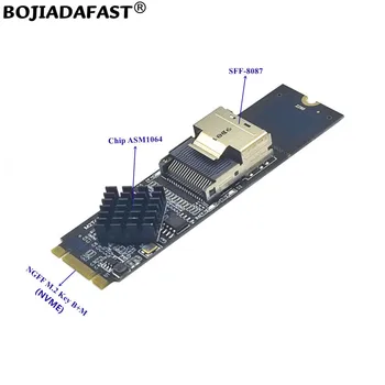 Mini SAS SFF-8087 конектор към NGFF M.2 ключ M / B + M NVME адаптер контролер щранг карта