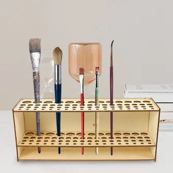 Paint четка стойка стена монтирани свободностоящи подвижни дървени скоба десктоп съхранение инструмент писалка притежателя грим притежатели
