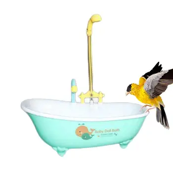 Parrot Автоматична вана играчка Многофункционална душ кутия Pet Pool Birdbath Bowl W / Фонтан Малки животни Многофункционални